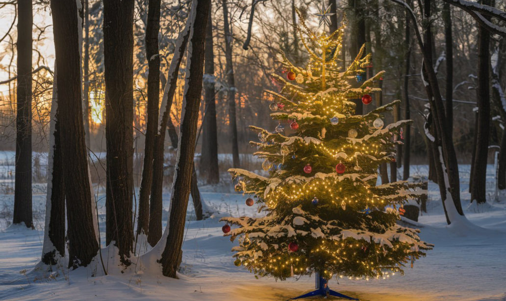 Sapin de Noël en pleine forêt