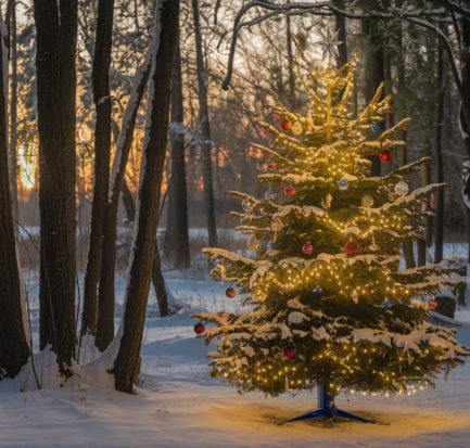 Sapin de Noël en pleine forêt